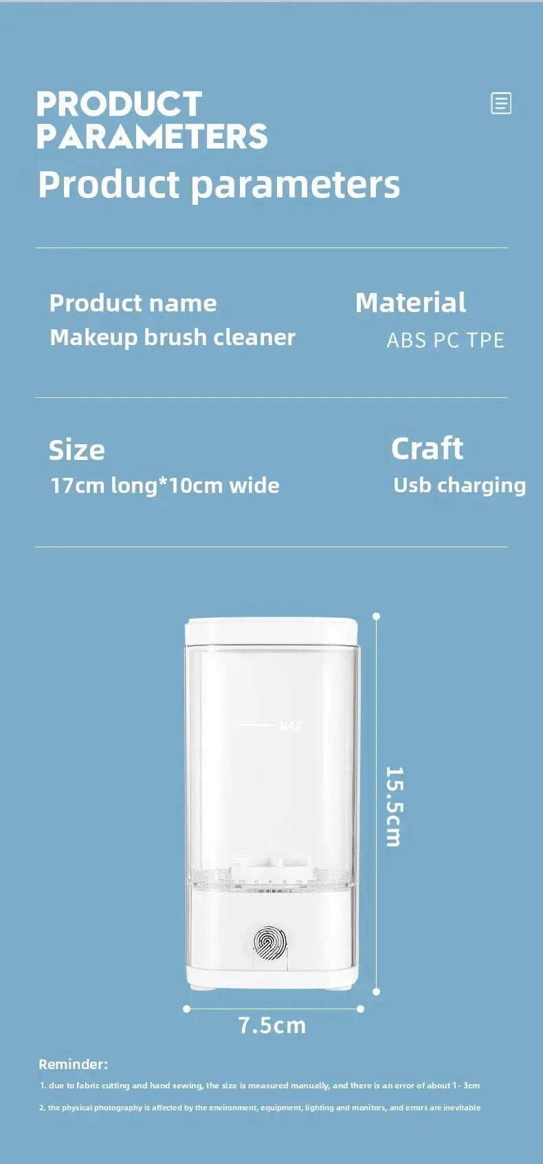 Automatic Makeup Brush Cleaner Machine – Deep Clean & Fast Dry in Seconds | USB Electric Beauty Brush Washer